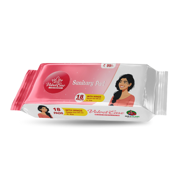 VelvetEase Cotton Sanitary Pads XL 18 Pads Pack