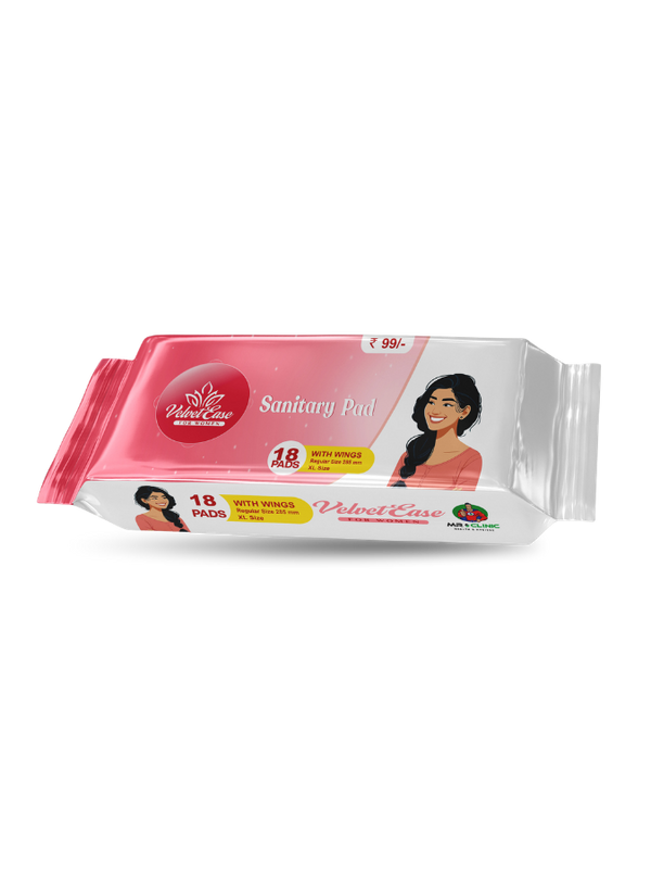 VelvetEase Cotton Sanitary Pads XL 18 Pads Pack