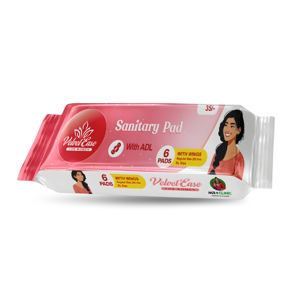 VelvetEase Cotton Sanitary Pads XL 6 Pads Pack