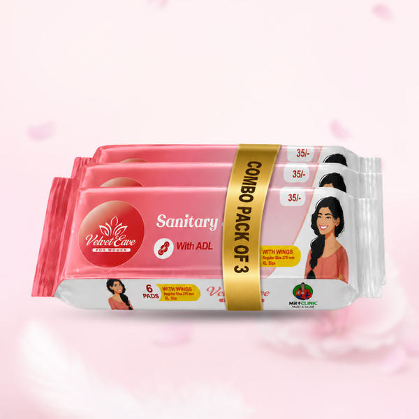 VelvetEase Cotton Sanitary Pads XL 6 Pads Pack
