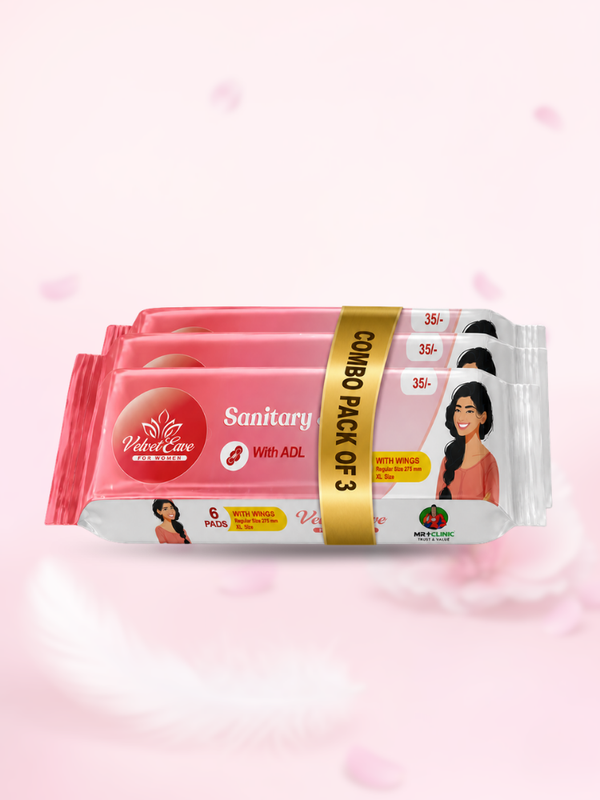 VelvetEase Cotton Sanitary Pads XL 6 Pads Pack