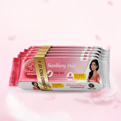 VelvetEase Cotton Sanitary Pads XL 6 Pads Pack