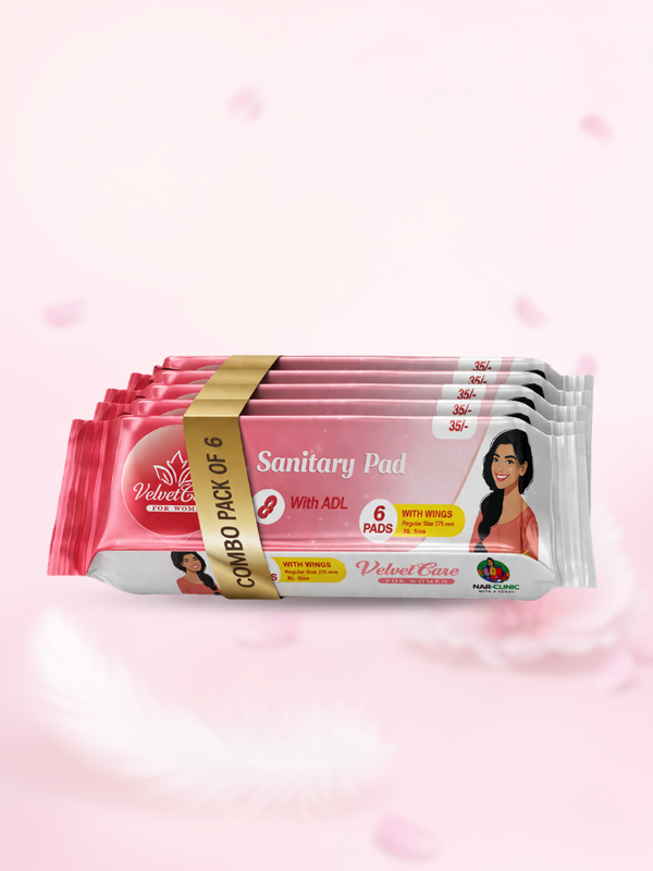 VelvetEase Cotton Sanitary Pads XL 6 Pads Pack