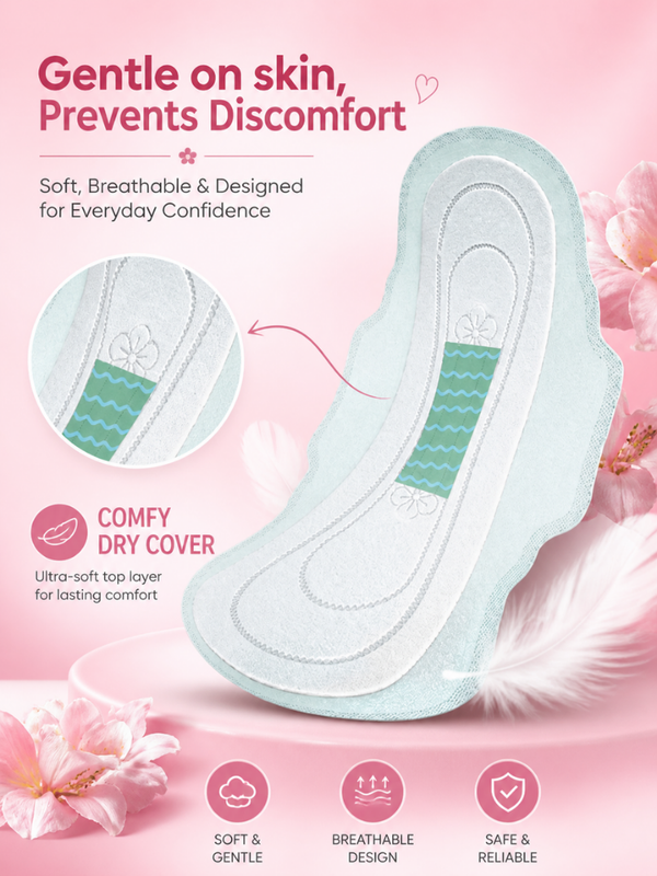 VelvetEase Cotton Sanitary Pads XL 6 Pads Pack
