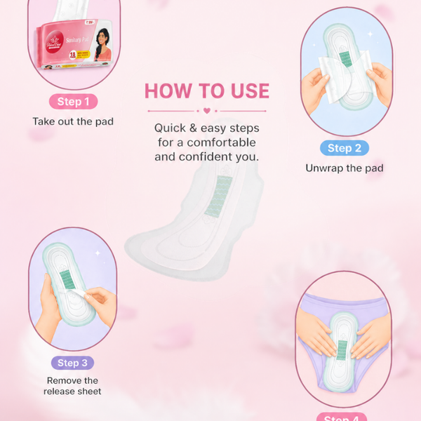 VelvetEase Cotton Sanitary Pads XL 6 Pads Pack