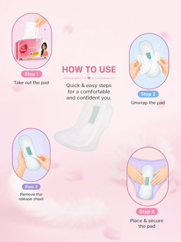 VelvetEase Cotton Sanitary Pads XL 6 Pads Pack
