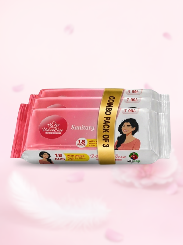 VelvetEase Cotton Sanitary Pads XL 18 Pads Pack