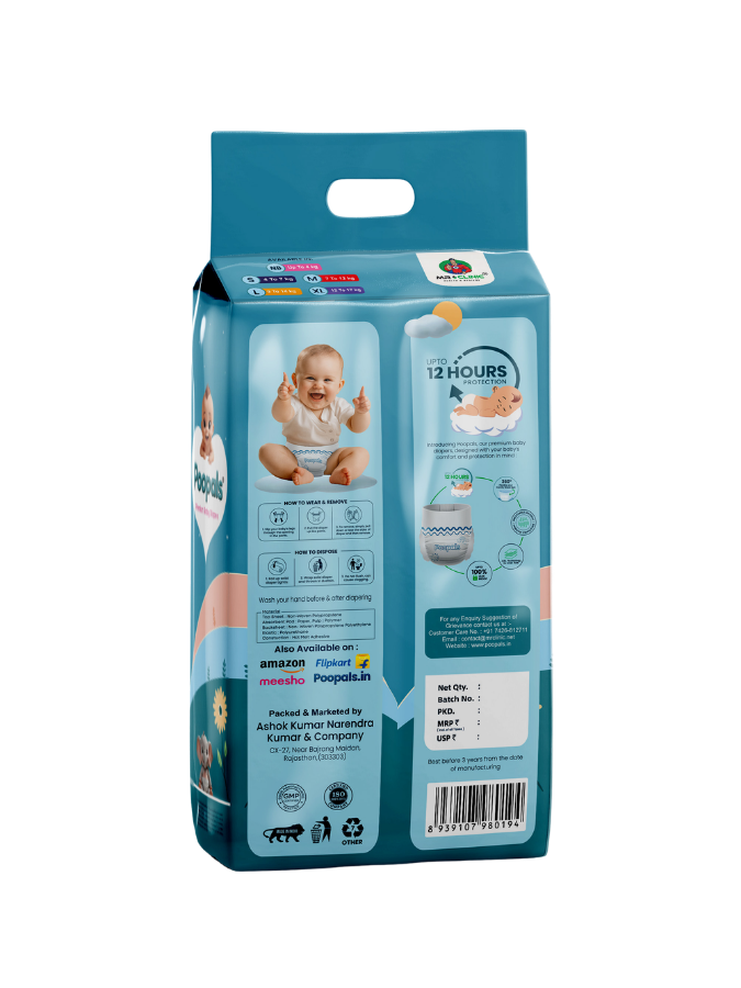 Poopals Premium Baby Diapers (S)