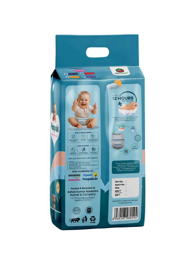 Poopals Premium Baby Diapers (S)