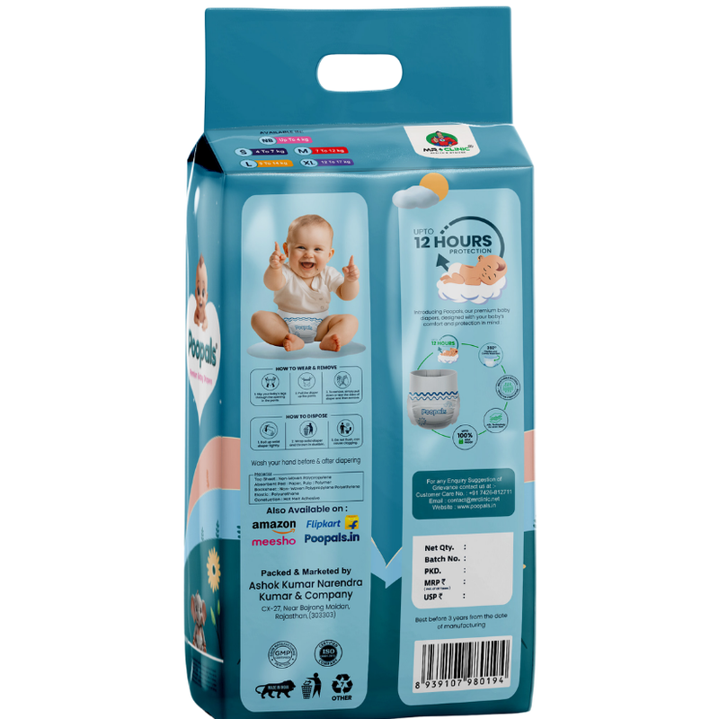 Poopals Premium Baby Diapers (M)