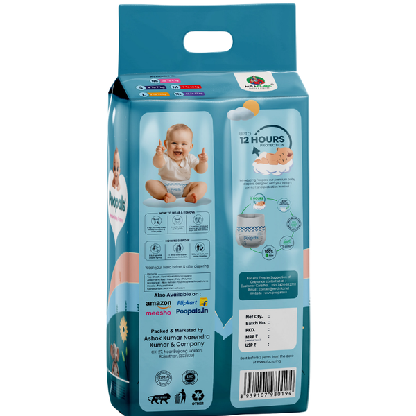 Poopals Premium Baby Diapers (S)